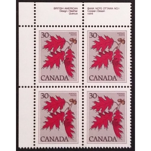 Canada 720 Plate Block UL No. 1 VF MNH