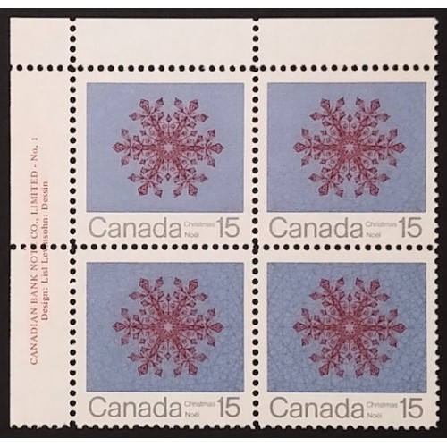 Canada 557 Plate Block UL No. 1 VF MNH