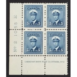 Canada 255 Plate Block LL No. 2 VF MH