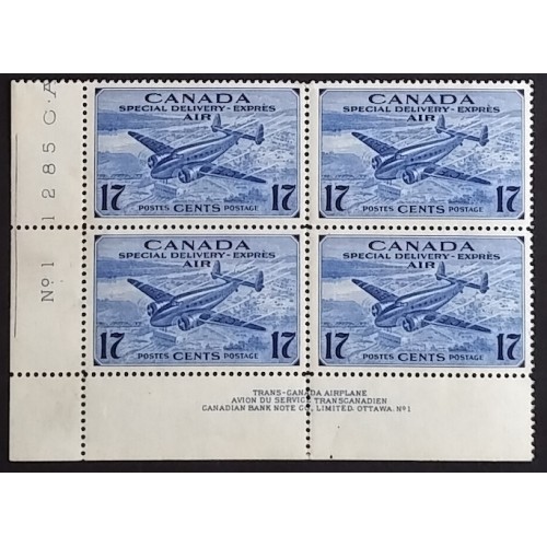 Canada CE2 Plate Block LL No. 1 VF MNH