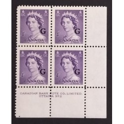 Canada O36 Plate Block LR No. 2 F-VF MNH