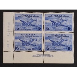 Canada CE1 Plate Block LL No. 1 F-VF MNH