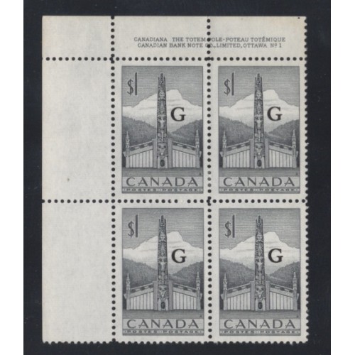 Canada O32 Plate Block UL No. 1 F-VF MH