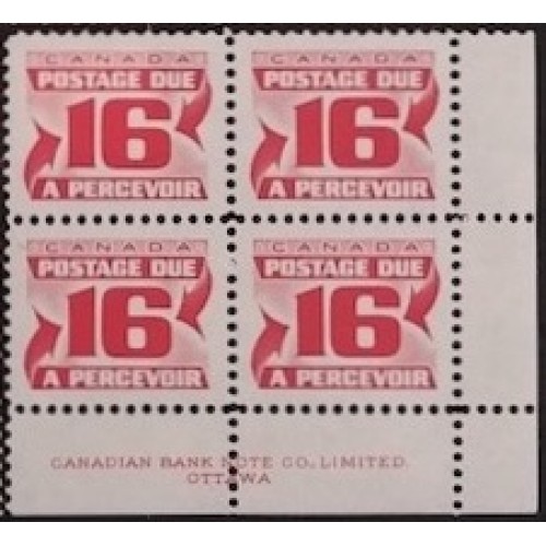 Canada J37ii Plate Block LR VF MNH