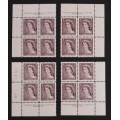 Canada O33 Plate Blocks Matched Set No. 1 VF MNH