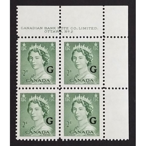 Canada O34 Plate Block UR No. 2 VF MNH