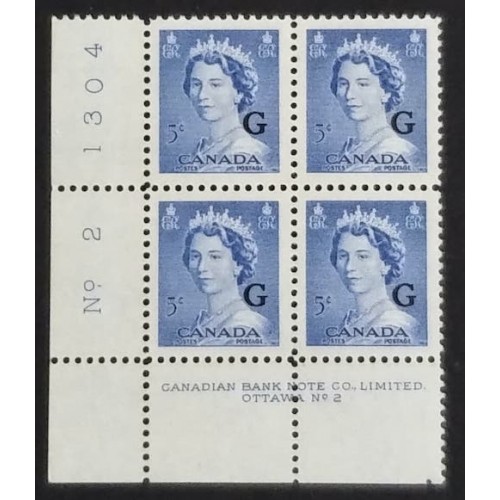 Canada O37 Plate Block LL No. 2 F-VF MNH
