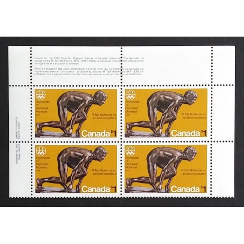 Canada 656 Plate Block UL VF MNH