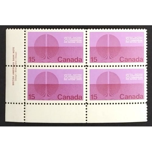 Canada 514 Plate Block LL VF MNH