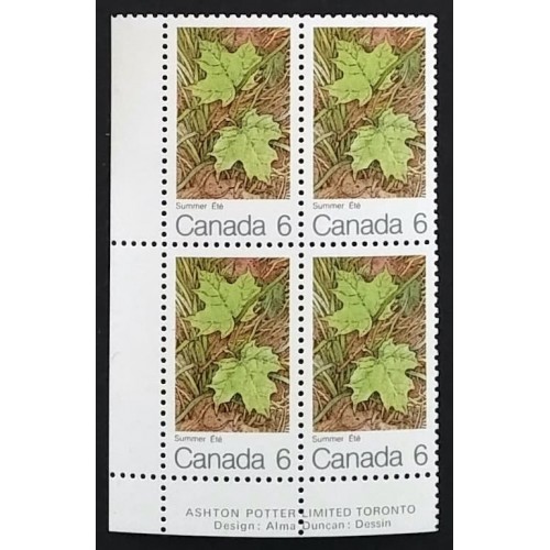 Canada 536 Plate Block LL VF MNH