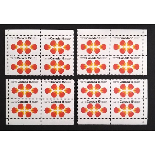 Canada 541 Corner Blocks Matched Set VF MNH