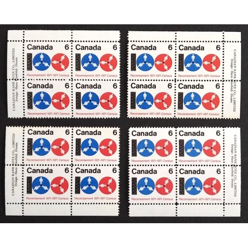 Canada 542 Plate Blocks Matched Set VF MNH