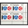 Canada 542 Plate Block LR VF MNH