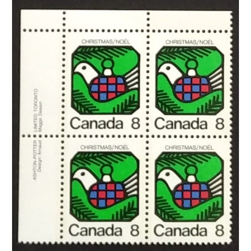 Canada 626 Plate Block UL VF MNH