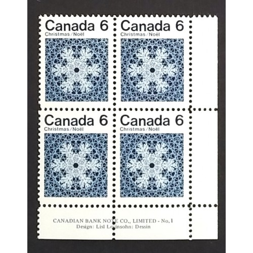 Canada 554 Plate Block LR No. 1 VF MNH