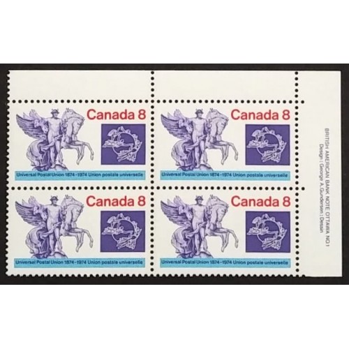 Canada 648 Plate Block UR No. 1 VF MNH