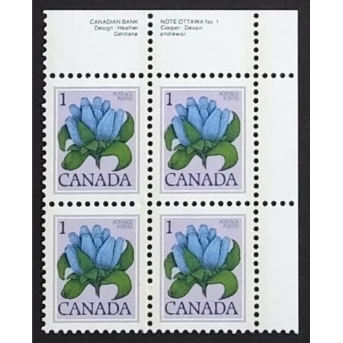 Canada 705 Plate Block UR No. 1 VF MNH