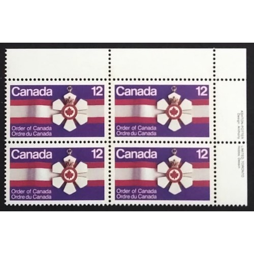 Canada 736 Plate Block UR VF MNH