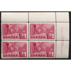 Canada 411 Plate Block UR No. 1 VF MNH