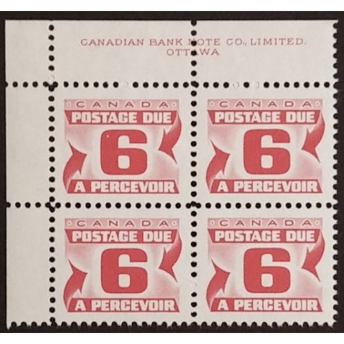 Canada J33ii Plate Block UL VF MNH