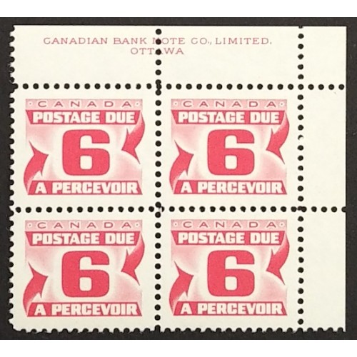 Canada J33ii Plate Block UR VF MNH