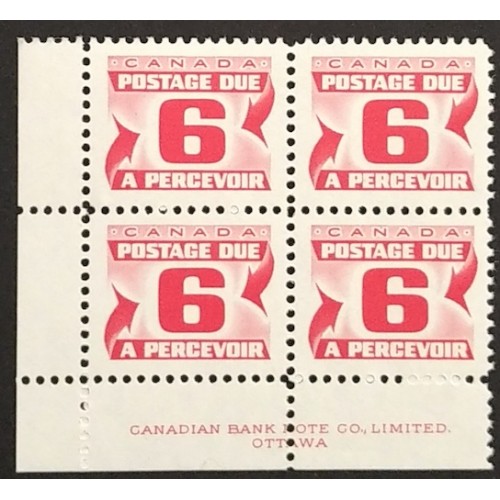 Canada J33ii Plate Block LL VF MNH