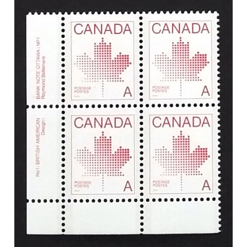 Canada 907 Plate Block LL No. 1 VF MNH