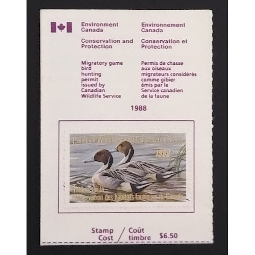 Canada FWH4 1988 Duck Stamp on License VF MNH