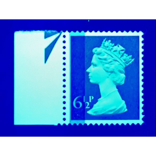 GB Machin SG X872 6 1/2p Greenish-blue FCP CB Displaced Band U/M