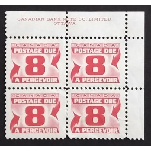 Canada J34 Plate Block UR VF MNH