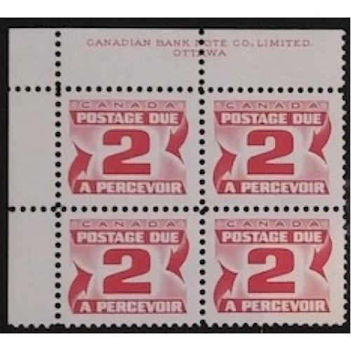 Canada J29 Plate Block UL VF MNH