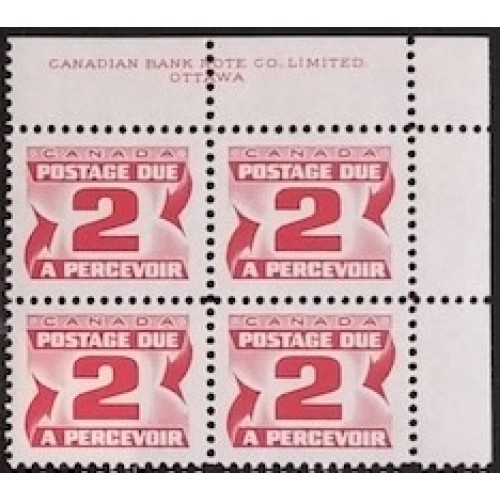 Canada J29 Plate Block UR VF MNH