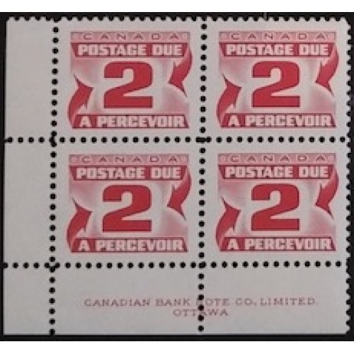 Canada J29 Plate Block LL VF MNH