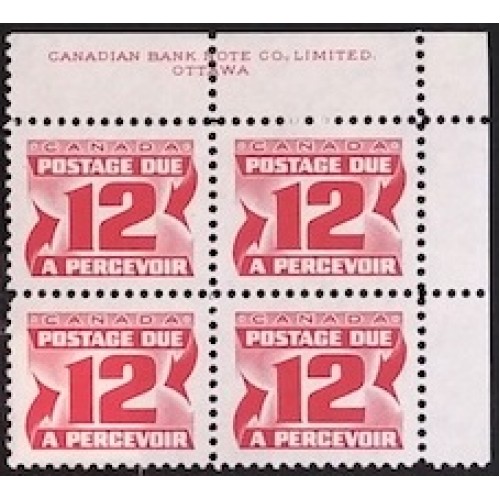 Canada J36i-ii Plate Block UR VF MNH