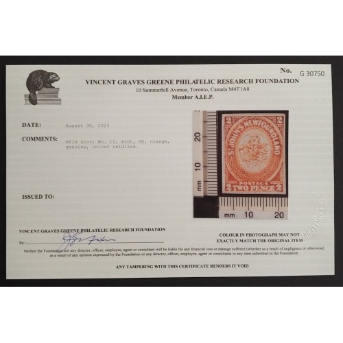 Newfoundland 11 VF MH OG ** See Certificate **