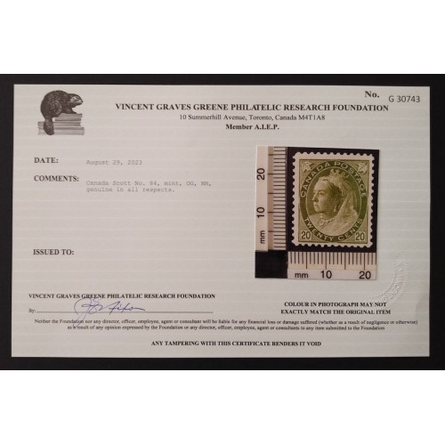 Canada 84 F-VF MNH ** See Certificate **
