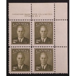 Canada 305 Plate Block UR No. 4 F MH