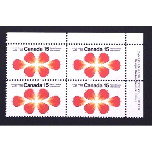 Canada 541 Plate Block UR VF MNH