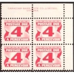 Canada J31i Plate Block UR VF MNH