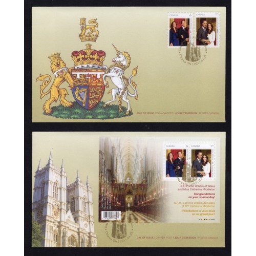 Canada 2465a|2477b Royal Wedding FDC Set