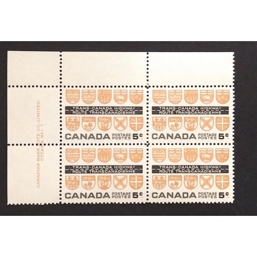 Canada 400 Plate Block UL No. 1-1 VF MNH