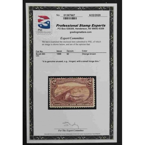 United States 293 F-VF MH ** See Certificate **