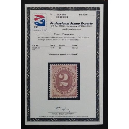 United States J2 F-VF MH OG ** See Certificate **