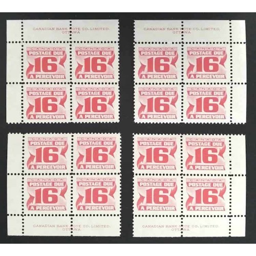Canada J37i|J37ii Plate Blocks Matched Set VF MNH