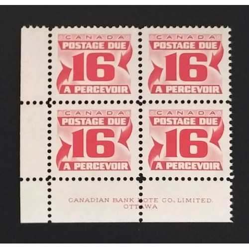 Canada J37i Plate Block LL VF MNH
