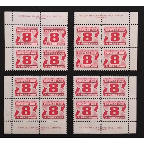Canada J34i Plate Blocks Matched Set VF MNH