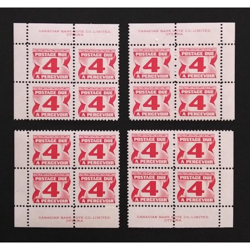 Canada J31i Plate Blocks Matched Set VF MNH