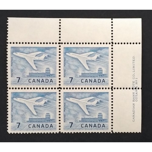 Canada 414 Plate Block UR No. 1 VF MNH