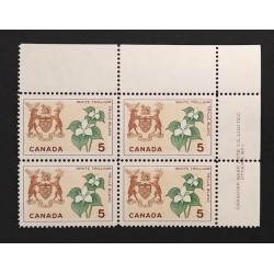 Canada 418 Plate Block UR No. 1-1 VF MNH