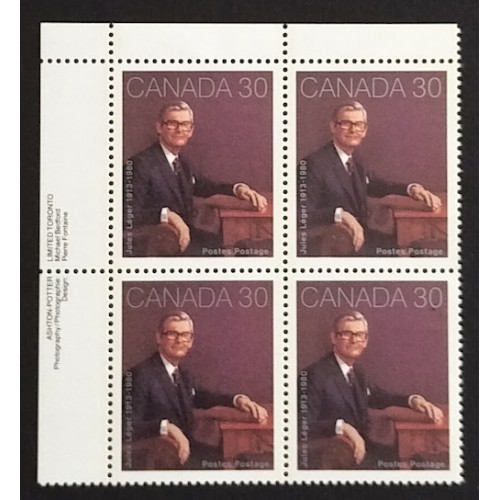 Canada 914 Plate Block UL VF MNH